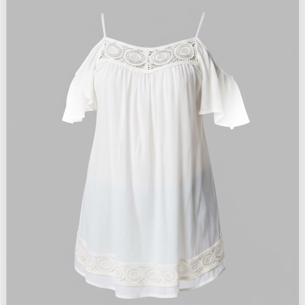 Bohemian dress with cold shoulder